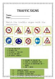 English Worksheet: Traffic signs and road safety