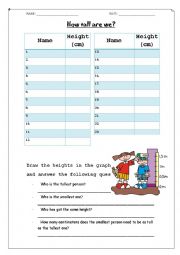 English Worksheet: Height graph