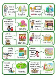 English Worksheet: Places in the city puzzle Game Part 1