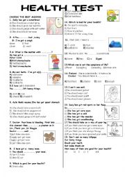 English Worksheet: health test