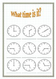 English Worksheet: What time is it? worksheet