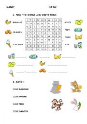 Food vocabulary and activities