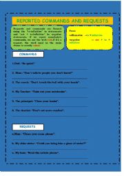 English Worksheet: reported speech: commands and requests