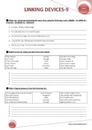 English Worksheet: LINKING DEVICES 9