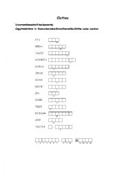 English Worksheet: Clothes - double puzzle