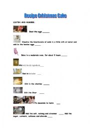 English Worksheet: Listen and number. How to make a Christmas cake.