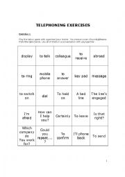 English Worksheet: TELEPHONING-EXERCISES