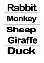 English Worksheet: Animals - words for flashcards