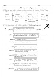 English Worksheet: Kinds of sport players