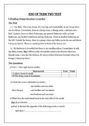 English Worksheet: 7th form end-of term two test