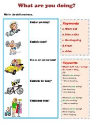 English Worksheet: What are you doing? (present continuous tense)
