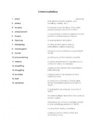 English Worksheet: Crime - vocabulary