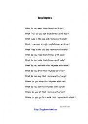 English Worksheet: rhyming practise for children