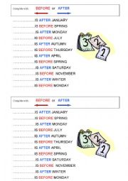 English Worksheet: Before or after?