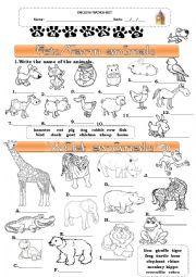 Animals worksheet