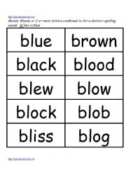 English Worksheet: blends flashcards