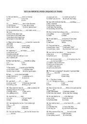 English Worksheet: Reported  Speech Tests (Sequence of tenses)