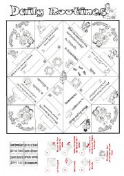 English Worksheet: Daily Routines Cootie Catcher with Garfield