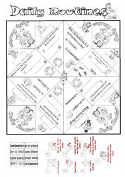 English Worksheet: Daily Routines Cootie Catcher with Garfield