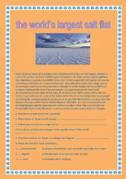 English Worksheet: the worlds largest salt flat