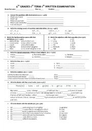 English Worksheet: 9th GRADE EXAM