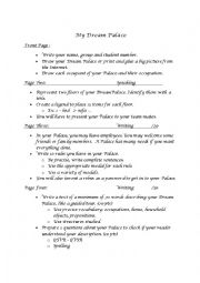 English Worksheet: My Dream Palace