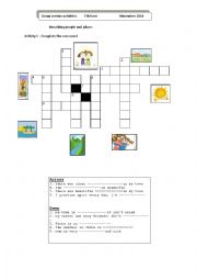 English Worksheet: crossword 