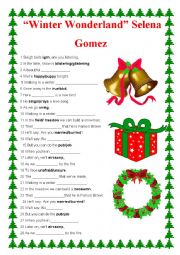 English Worksheet: Winter Wonderland- Selena Gomez