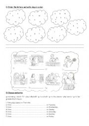 English Worksheet: Present Simple + Days of the week