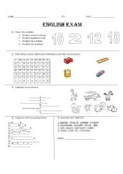 English Worksheet: Animals, Numbers and colours 