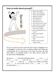 English Worksheet: How to write about yourself?