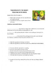 English Worksheet: Teaching with the Heart , teaching with Shrek