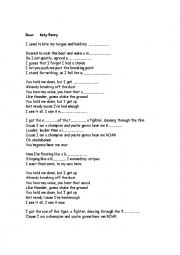 English Worksheet: Roar Katy Perry