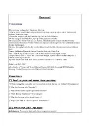 English Worksheet: Beat writers poem by Ginsberg 