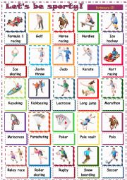 English Worksheet: Lets be sporty!