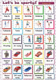 English Worksheet: Lets be sporty!