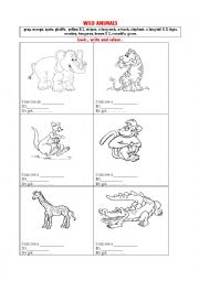 English Worksheet: WILD ANIMALS