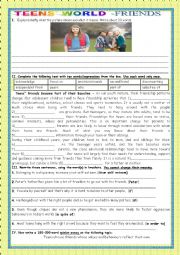 English Worksheet: TEENS WORLD-FRIENDS