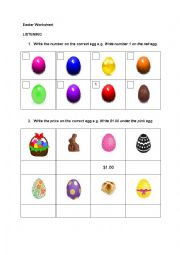 Easter beginners worksheet listening tasks