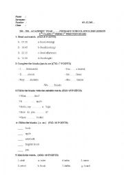 English Worksheet: 4th  grade 1st term 1st exam 