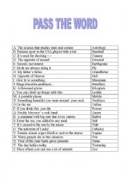 English Worksheet: Pass the word