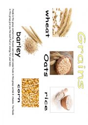 English Worksheet: Healthy Food - Grains (easy version)