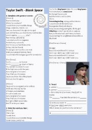 English Worksheet: Blank Space - Taylor Swift