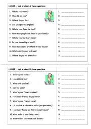 English Worksheet: The home speaking worksheet