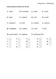 Living room - Listening worksheet