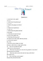 English Worksheet: The frog prince