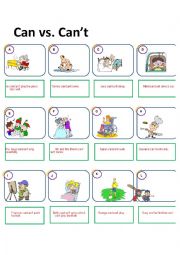 English Worksheet: Can and Cant