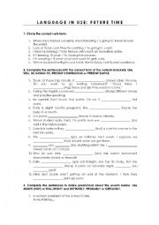 English Worksheet: FUTURE TIME