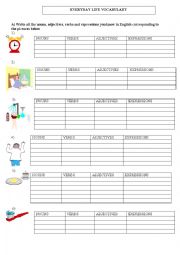 English Worksheet: Everyday life vocabulary