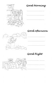 English Worksheet: Good Morning, Good Afternoon and Good Night!